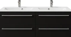 Saphir Waschtisch »Serie 6025 Mineralmarmor-Waschtisch mit Unterschrank, 132 cm breit« 2 Stk. tlg. Doppel-Waschplatz mit 4 Schubladen, hängend, verschiedene Ausführungen
