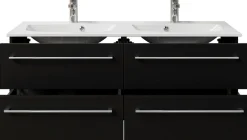 Saphir Waschtisch »Serie 6025 Mineralmarmor-Waschtisch mit Unterschrank, 132 cm breit« 2 Stk. tlg. Doppel-Waschplatz mit 4 Schubladen, hängend, verschiedene Ausführungen