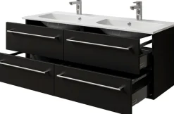Saphir Waschtisch »Serie 6025 Mineralmarmor-Waschtisch mit Unterschrank, 132 cm breit« 2 Stk. tlg. Doppel-Waschplatz mit 4 Schubladen, hängend, verschiedene Ausführungen