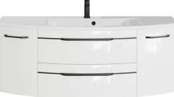 Saphir Waschtisch »Serie 7045 Mineralmarmor-Waschtisch und Unterschrank, 131 cm breit« Waschplatz mit 2 Schubladen, 2 Türen, Badmöbel Set mit Waschtisch