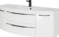 Saphir Waschtisch »Serie 7045 Mineralmarmor-Waschtisch und Unterschrank, 131 cm breit« Waschplatz mit 2 Schubladen, 2 Türen, Badmöbel Set mit Waschtisch