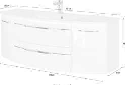 Saphir Waschtisch »Serie 7045 Mineralmarmor-Waschtisch und Unterschrank, 131 cm breit« Waschplatz mit 2 Schubladen, 2 Türen, Badmöbel Set mit Waschtisch