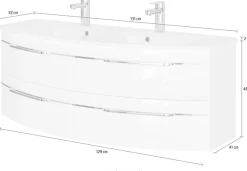 Saphir Waschtisch »Serie 7045 Mineralmarmor-Waschtisch und Unterschrank, 131 cm breit« Doppel-Waschplatz mit 4 Schubladen, Badmöbel Set mit Waschtisch