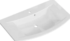 Saphir Waschtisch »Serie 7045 Mineralmarmor-Waschtisch und Unterschrank, 91 cm breit« Waschplatz mit 2 Schubladen, Badmöbel Set mit Waschtisch