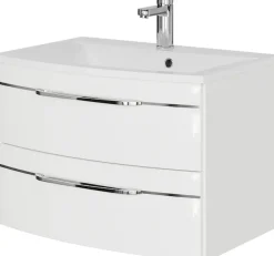 Saphir Waschtisch »Serie 7045 Mineralmarmor-Waschtisch und Unterschrank, 71,5 cm breit« Waschplatz mit 2 Schubladen, Badmöbel Set mit Waschtisch