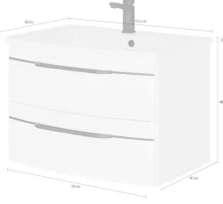 Saphir Waschtisch »Serie 7045 Mineralmarmor-Waschtisch und Unterschrank, 71,5 cm breit« Waschplatz mit 2 Schubladen, Badmöbel Set mit Waschtisch