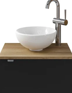 Saphir Waschtisch »Serie 6915 Waschschale mit Unterschrank für Gästebad, Gäste WC« Keramik-Aufsatzbecken, Waschtischplatte, Waschtischunterschrank, 3 Stk. tlg. 51 cm breit, 1 Tür, Waschtischplatte, kleine Bäder, ohne Armatur