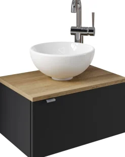 Saphir Waschtisch »Serie 6915 Waschschale mit Unterschrank für Gästebad, Gäste WC« Keramik-Aufsatzbecken, Waschtischplatte, Waschtischunterschrank, 3 Stk. tlg. 51 cm breit, 1 Tür, Waschtischplatte, kleine Bäder, ohne Armatur