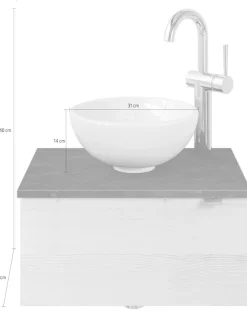 Saphir Waschtisch »Serie 6915 Waschschale mit Unterschrank für Gästebad, Gäste WC« Keramik-Aufsatzbecken, Waschtischplatte, Waschtischunterschrank, 3 Stk. tlg. 51 cm breit, 1 Tür, Waschtischplatte, kleine Bäder, ohne Armatur
