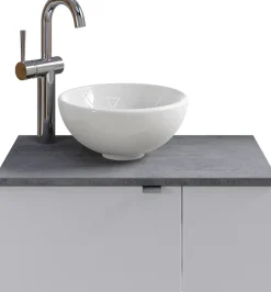 Saphir Waschtisch »Serie 6915 Waschschale mit Unterschrank für Gästebad, Gäste WC« Keramik-Aufsatzbecken, Waschtischplatte, Waschtischunterschrank, 3 Stk. tlg. 61 cm breit, 2 Türen, offenes Fach, kleine Bäder, ohne Armatur