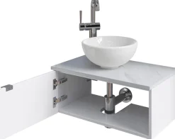 Saphir Waschtisch »Serie 6915 Waschschale mit Unterschrank für Gästebad, Gäste WC« Keramik-Aufsatzbecken, Waschtischplatte, Waschtischunterschrank, 3 Stk. tlg. 61 cm mit Keramik-Aufsatzbecken, 1 Tür und 1 Fach