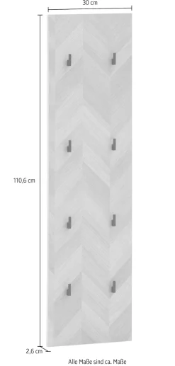 Schildmeyer Garderobenpaneel »Piazza, Garderobenpaneel, Made in Germany, B: 30 cm« 1 Stk. tlg. Solide Verarbeitung - Dieses Produkt ist in Deutschland gefertigt