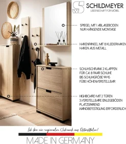 Schildmeyer Garderobenpaneel »Emmik, Hakenpaneel, Made in Germany, B: 24,5 cm« Solide Verarbeitung - Dieses Produkt ist in Deutschland gefertigt