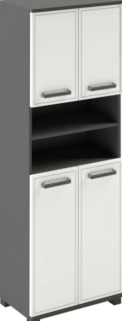 Schildmeyer Midischrank »ADANA Badezimmerschrank, Höhe 180,9 cm, 4 Türen, MADE IN GERMANY« 1 Stk. tlg. tiefgezogene MDF-Fronten - umlaufende Rahmenprägung, MADE IN GERMANY