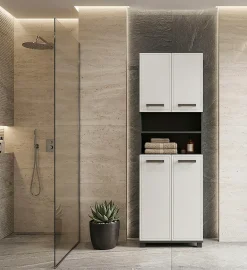 Schildmeyer Midischrank »ADANA Badezimmerschrank, Höhe 180,9 cm, 4 Türen, MADE IN GERMANY« 1 Stk. tlg. tiefgezogene MDF-Fronten - umlaufende Rahmenprägung, MADE IN GERMANY