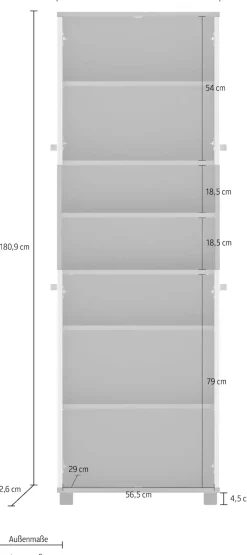 Schildmeyer Midischrank »ADANA Badezimmerschrank, Höhe 180,9 cm, 4 Türen, MADE IN GERMANY« 1 Stk. tlg. tiefgezogene MDF-Fronten - umlaufende Rahmenprägung, MADE IN GERMANY