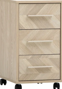 Schildmeyer Rollcontainer »AREZZO, 3 Schubkästen, fühlbare Holzstruktur, MADE IN GERMANY« 1 Stk. tlg. Schubkastenfronten in Fischgräten Dekor, Made in Germany
