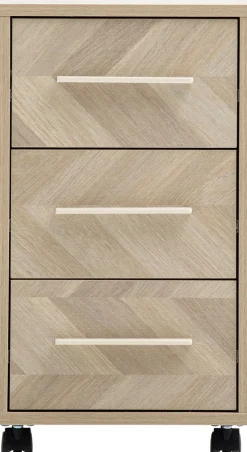 Schildmeyer Rollcontainer »AREZZO, 3 Schubkästen, fühlbare Holzstruktur, MADE IN GERMANY« 1 Stk. tlg. Schubkastenfronten in Fischgräten Dekor, Made in Germany