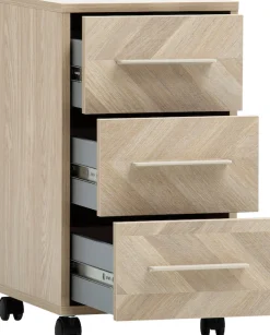 Schildmeyer Rollcontainer »AREZZO, 3 Schubkästen, fühlbare Holzstruktur, MADE IN GERMANY« 1 Stk. tlg. Schubkastenfronten in Fischgräten Dekor, Made in Germany