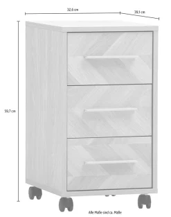 Schildmeyer Rollcontainer »AREZZO, 3 Schubkästen, fühlbare Holzstruktur, MADE IN GERMANY« 1 Stk. tlg. Schubkastenfronten in Fischgräten Dekor, Made in Germany