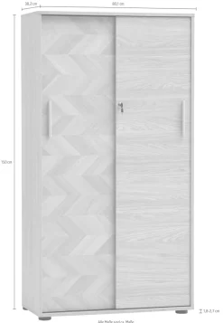 Schildmeyer Schiebetürenschrank »AREZZO, Aktenschrank abschließbar, Höe 150 cm, MADE IN GERMANY« 1 Stk. tlg. Linke Tür in Fischgräten Dekor, MADE IN GERMANY