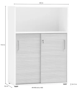 Schildmeyer Schiebetürenschrank »METZ, Aktenschrank abschließbar, Höhe 113,4 cm, MADE IN GERMANY« 1 Stk. tlg. Fronten in Canello,MADE IN GERMANY