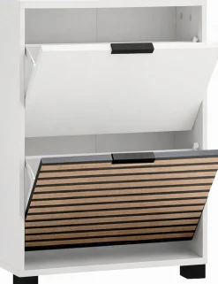 Schildmeyer Schuhschrank »LOFT, 2 Klappen, Breite 59,8 cm, akustik-optik, MADE IN GERMANY« 1 Stk. tlg. eine Klappe in Akustikplatten-Optik,MADE IN GERMANY