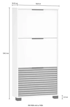 Schildmeyer Schuhschrank »LOFT, 3 Klappen, Breite 59,8 cm, akustik-optik, MADE IN GERMANY« 1 Stk. tlg. eine Klappe in Akustikplatten-Optik,MADE IN GERMANY