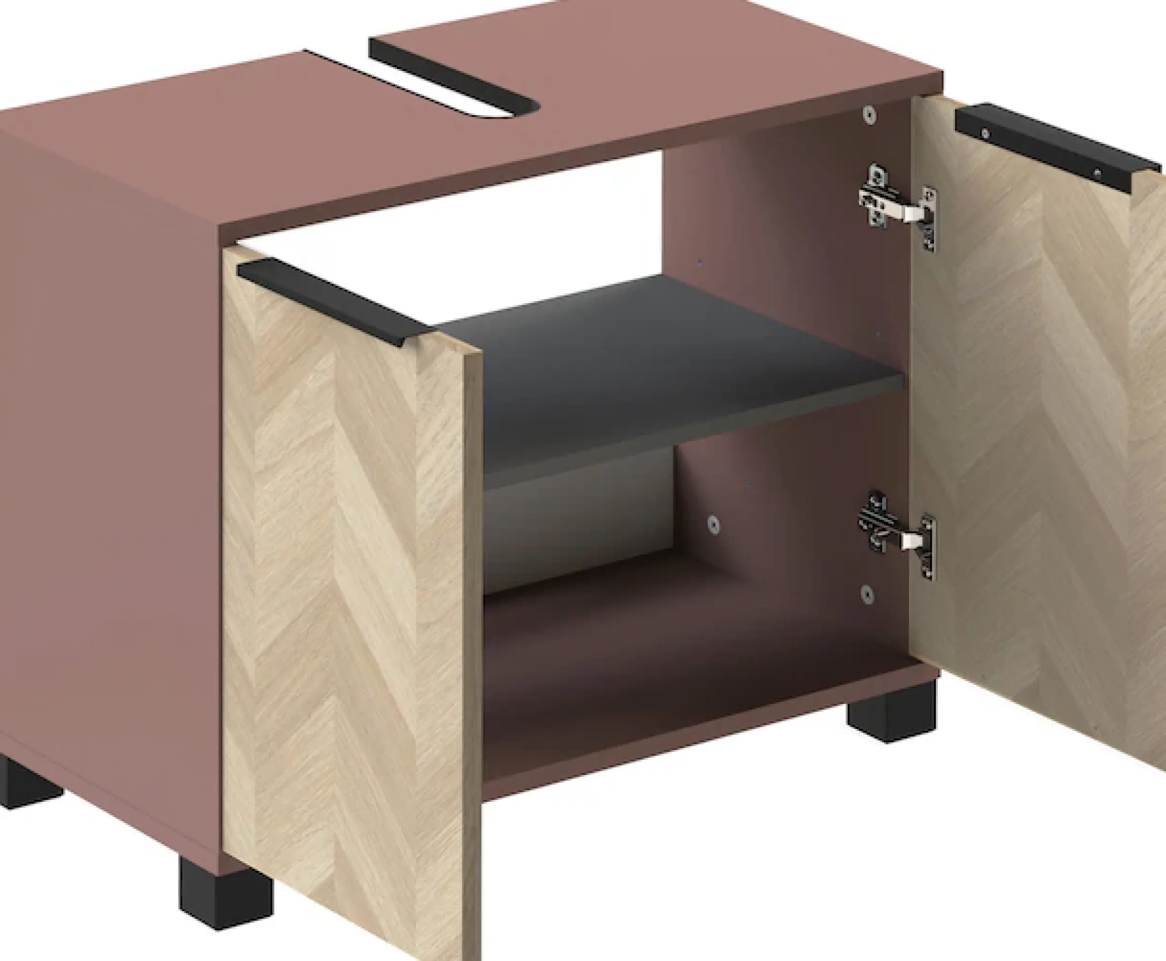 Schildmeyer Waschbeckenunterschrank »PIAZZA, 2 Türen, Breite 65,1 cm, MADE IN GERMANY« 1 Stk. tlg. Türen im Fischgräten-Dekor, MADE IN GERMANY