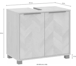 Schildmeyer Waschbeckenunterschrank »PIAZZA, 2 Türen, Breite 65,1 cm, MADE IN GERMANY« 1 Stk. tlg. Türen im Fischgräten-Dekor, MADE IN GERMANY