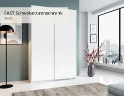 Schlafkontor Schwebetürenschrank »Heimo/Fast Schrank Kleiderschrank Garderobe« geringe Tiefe, ausziehbarer Kleiderstange, Garderobenschrank, 6 Böden