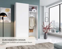Schlafkontor Schwebetürenschrank »Heimo/Fast Schrank Kleiderschrank Garderobe« geringe Tiefe, ausziehbarer Kleiderstange, Garderobenschrank, 6 Böden