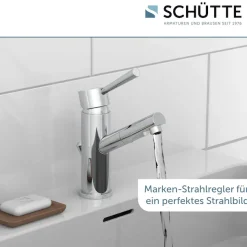 Schütte Waschtischarmatur »Cornwall« Waschtischarmatur mit Zugstange, Wasserhahn Bad mit Ablaufgarnitur