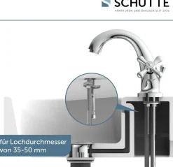 Schütte Waschtischarmatur »Elk« mit Zugstange, mit Ablaufgarnitur, Mischbatterie, Chrom