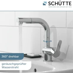 Schütte Waschtischarmatur »LONDON« mit herausziehbarere Brause und Ablaufgarnitur, Pop Up Abflussstopfen