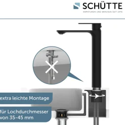 Schütte Waschtischarmatur »MONTANA« Hoher Auslauf Aufsatzwaschbecken Energiesparende Cold-Start-Funktion