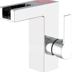 Schütte Waschtischarmatur Wasserhahn mit LED-Schwallauslauf, Mischbatterie Waschbecken, Chrom