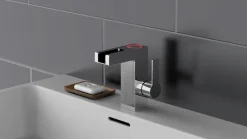 Schütte Waschtischarmatur Wasserhahn mit LED-Schwallauslauf, Mischbatterie Waschbecken, Chrom