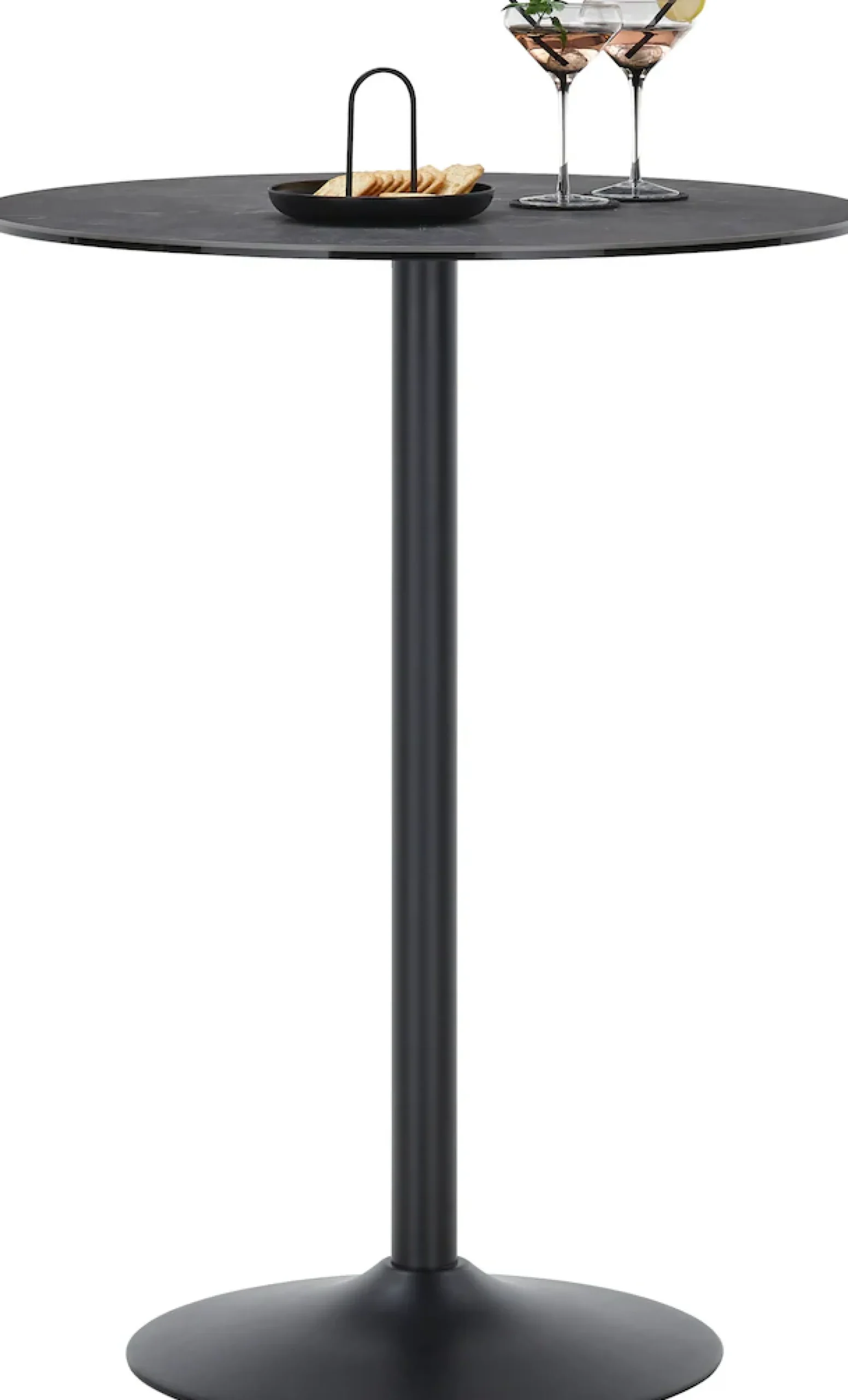 set one by Musterring Bartisch »Salinas« Trompeten-Säule in schwarz, Platte aus Glas-Keramik, Höhe 105 cm