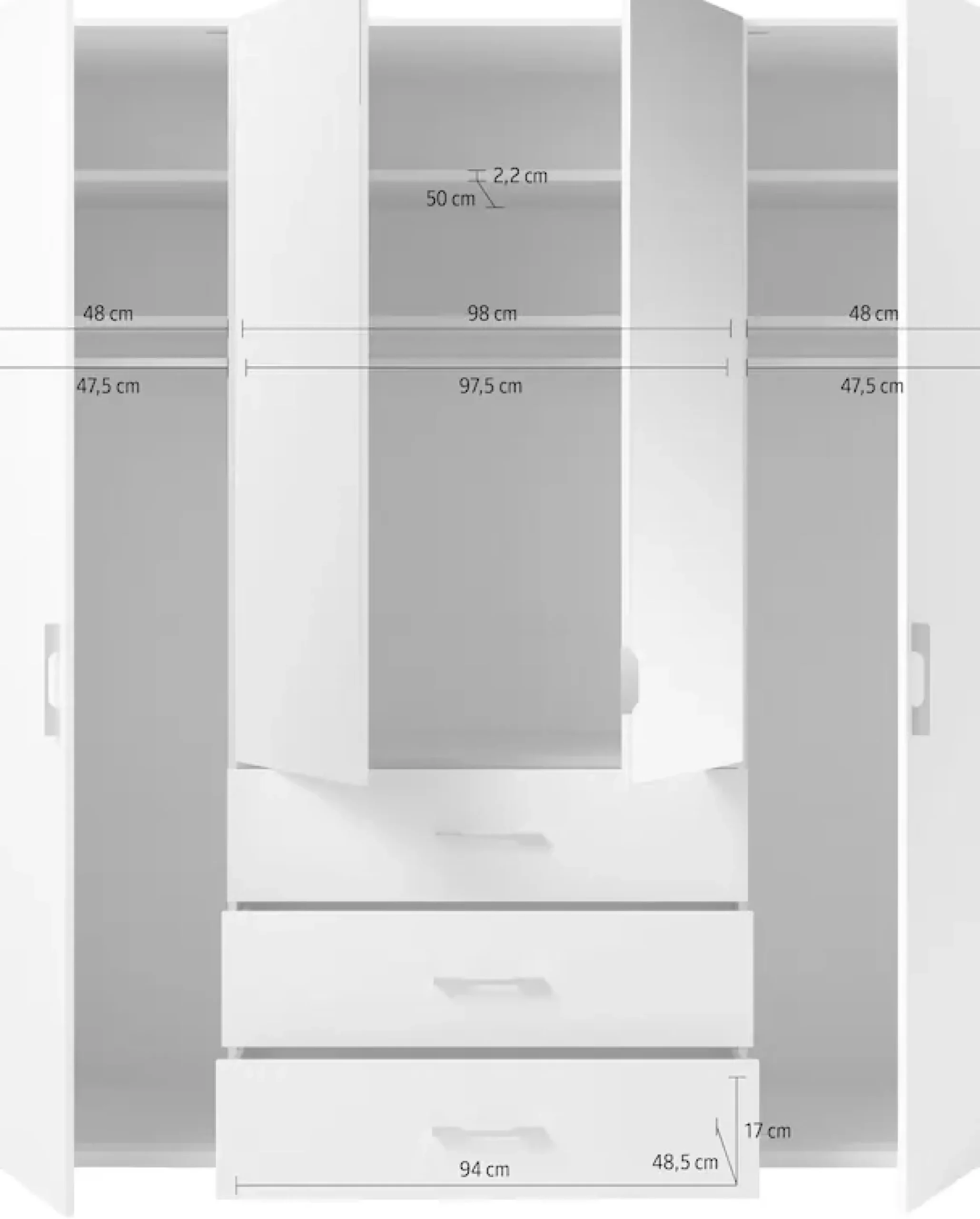 set one by Musterring Drehtürenschrank »Henderson« mit Spiegel und 3 Schubladen, inkl. Fachböden und Kleiderstangen