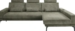 set one by Musterring Ecksofa »SO 3600, inkl motor. Sitztiefenverstellung, Kopfstützen, Nierenkissen« Sitzhöhe 42 cm, Kaltschaum, Breite 293 x Tiefe 180 cm, Kama olive