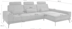 set one by Musterring Ecksofa »SO 3600, inkl motor. Sitztiefenverstellung, Kopfstützen, Nierenkissen« Sitzhöhe 42 cm, Kaltschaum, Breite 293 x Tiefe 180 cm, Kama olive