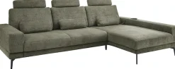 set one by Musterring Ecksofa »SO 3600, inkl motor. Sitztiefenverstellung, Kopfstützen, Nierenkissen« Sitzhöhe 42 cm, Kaltschaum, Breite 293 x Tiefe 180 cm, Kama olive