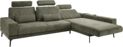 set one by Musterring Ecksofa »SO 3600, inkl motor. Sitztiefenverstellung, Kopfstützen, Nierenkissen« Sitzhöhe 42 cm, Kaltschaum, Breite 293 x Tiefe 180 cm, Kama olive