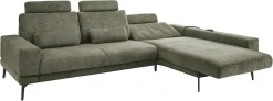set one by Musterring Ecksofa »SO 3600, inkl motor. Sitztiefenverstellung, Kopfstützen, Nierenkissen« Sitzhöhe 42 cm, Kaltschaum, Breite 293 x Tiefe 180 cm, Kama olive
