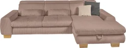 set one by Musterring Ecksofa whlw. mit Funktion, Kaltschaum, in Cord, rose, Sitzhöhe 49