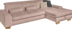 set one by Musterring Ecksofa whlw. mit Funktion, Kaltschaum, in Cord, rose, Sitzhöhe 49