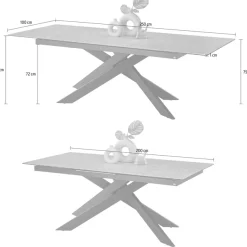 set one by Musterring Esstisch »Baltimore« Platte aus Glas-Keramik, ausziehbar, Kreuzfuß schwarz, Länge 200-250cm