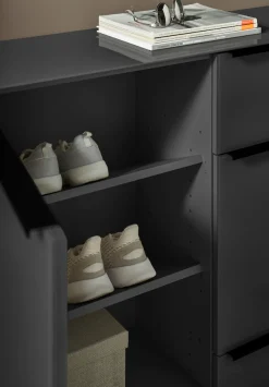 set one by Musterring Sideboard »reno-Dielen« 1 Stk. tlg. 1 Schubkasten, 2 Klappen, 1 Tür, Glasfronten in 2 Farben, 160 x 104 cm