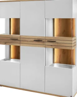 set one by Musterring Vitrine »Quincy« 1 Stk. tlg. Mit 4 Glasausschnitten und LED, in 2 Farben erhältlich, 134,8 cm